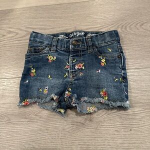 Cat & Jack Kids' Blue Denim Floral Embroidered Shorts